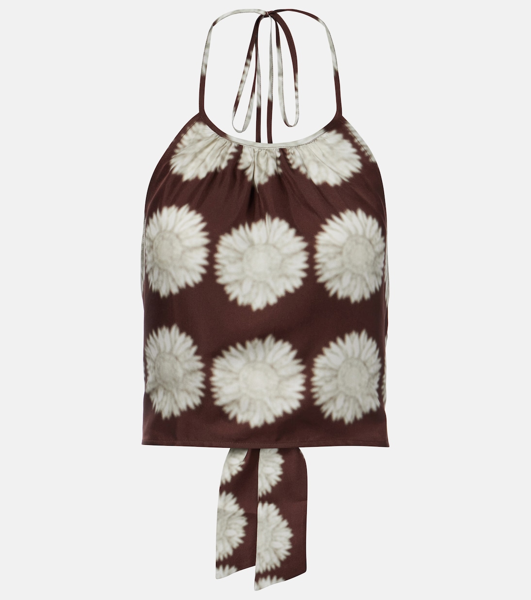 Белло топ-халтер из шелка с принтом Asceno, Sunflower Mahogany
Белло топ-халтер из шелка с принтом Asceno, Sunflower Mahogany