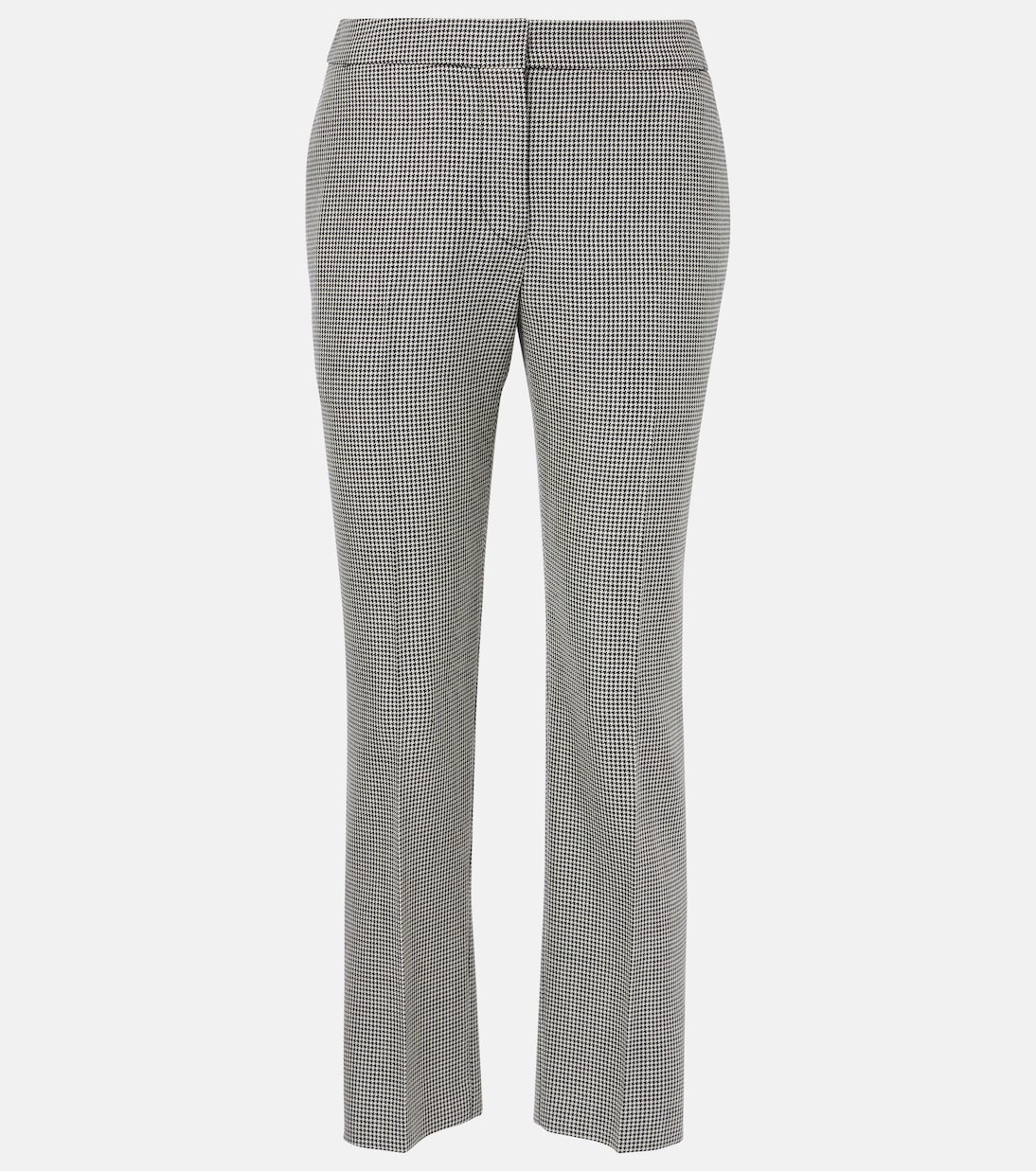 Высокие шерстяные прямые брюки McQueen, Black/Ivory
Высокие шерстяные прямые брюки McQueen, Black/Ivory