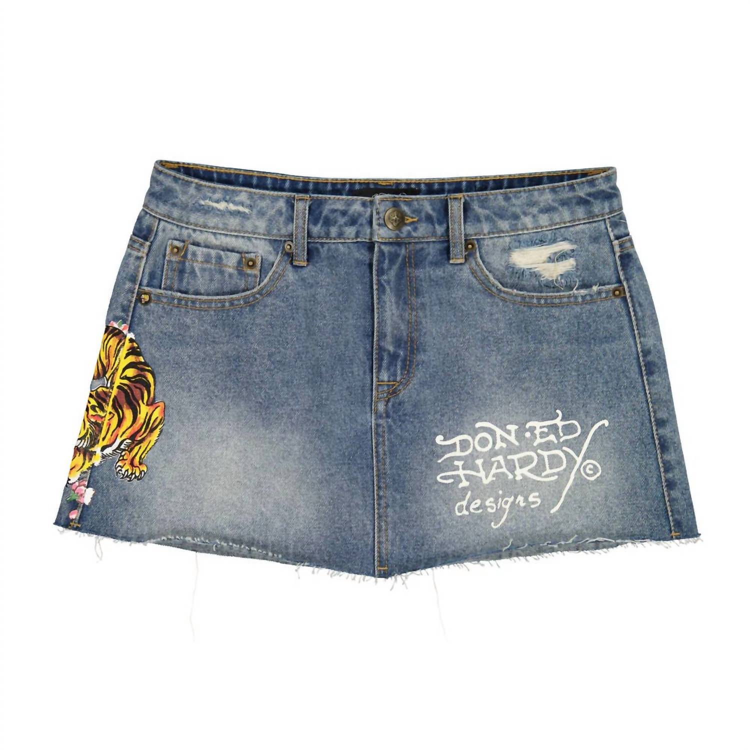 Юбка джинсовая Tiger Flowers в средней стирке Ed Hardy, Medium Wash 
Юбка джинсовая Tiger Flowers в средней стирке Ed Hardy, Medium Wash