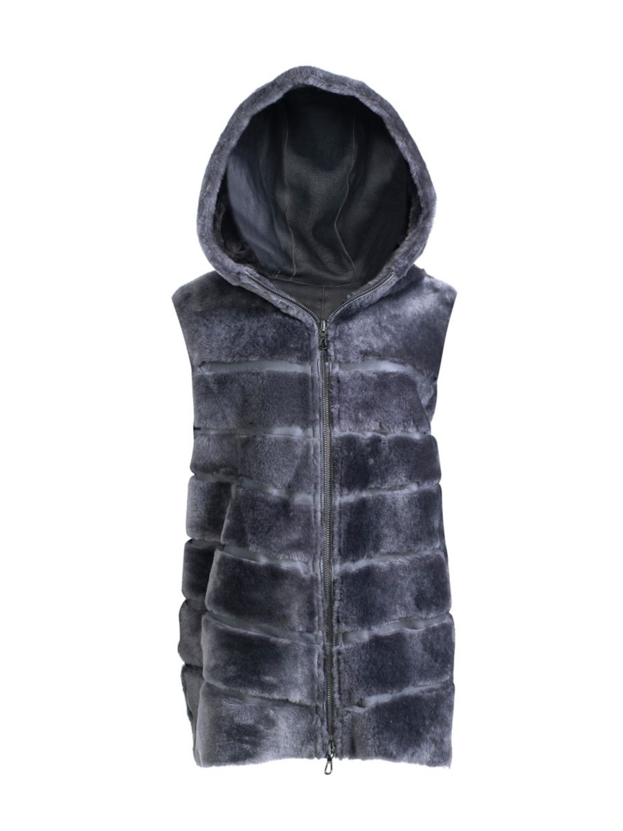 Двусторонний жилет из овчины с капюшоном WOLFIE FURS, угольный
Двусторонний жилет из овчины с капюшоном WOLFIE FURS, угольный