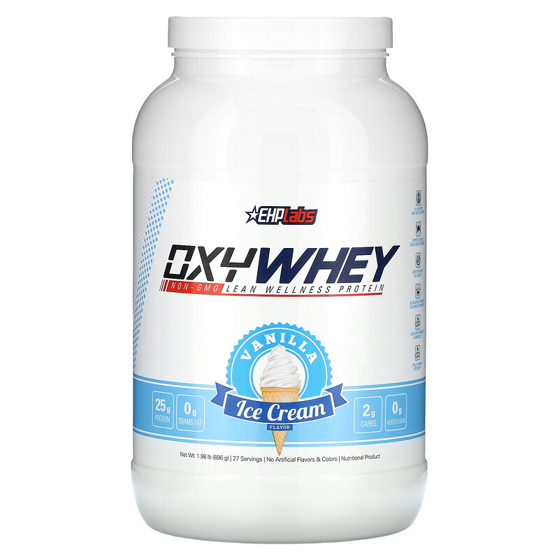 EHPlabs, OxyWhey, постный оздоровительный протеин, ванильное мороженое, 896 г (1,98 фунта)
EHPlabs, OxyWhey, постный оздоровительный протеин, ванильное мороженое, 896 г (1,98 фунта)