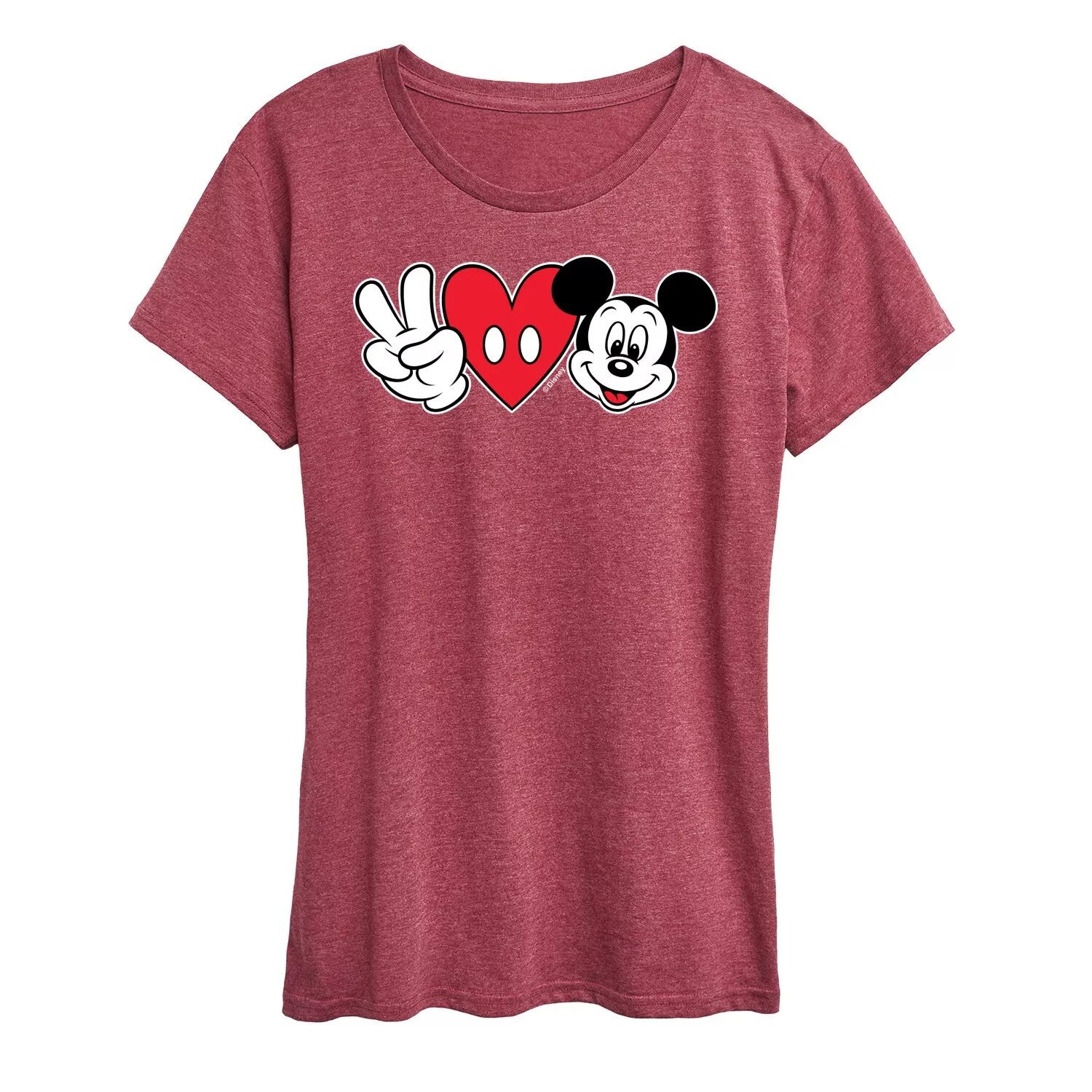 Женская футболка с рисунком Микки Мауса Disney «Peace Love» Licensed Character, темно-красный
Женская футболка с рисунком Микки Мауса Disney «Peace Love» Licensed Character, темно-красный