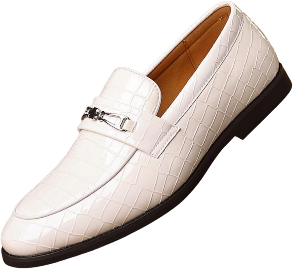 Мужские лоферы Santimon с тиснением под крокодила, без застежки, деловые повседневные туфли с металлической пряжкой, лаковые мокасины, белый
Мужские лоферы Santimon с тиснением под крокодила, без застежки, деловые повседневные туфли с металлической пряжкой, лаковые мокасины, белый