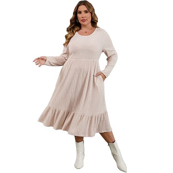 Платье макси с круглым вырезом и карманами для женщин plus size Clearflower, White
Платье макси с круглым вырезом и карманами для женщин plus size Clearflower, White