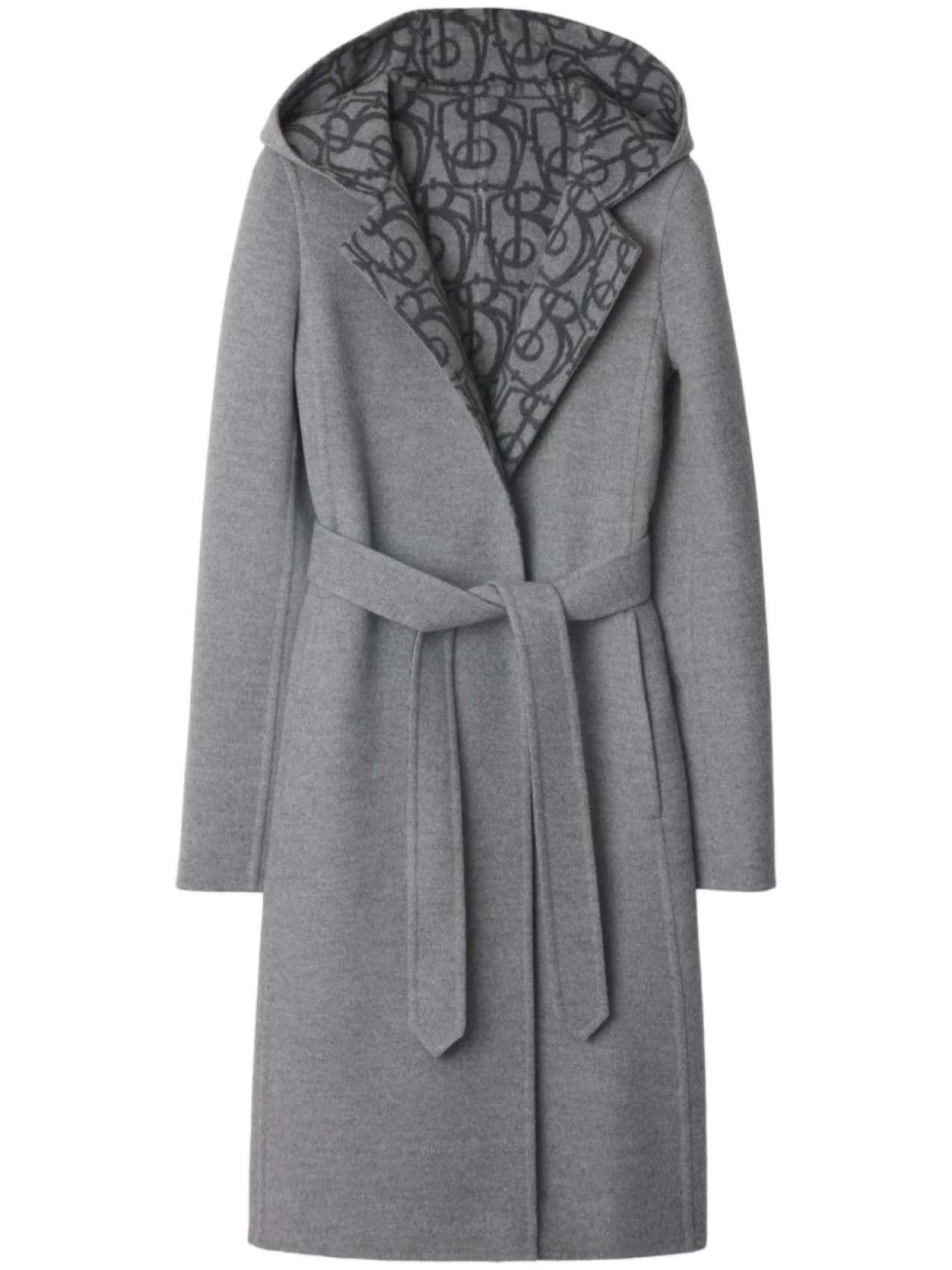 Burberry пальто с запахом, серый 
Burberry пальто с запахом, серый