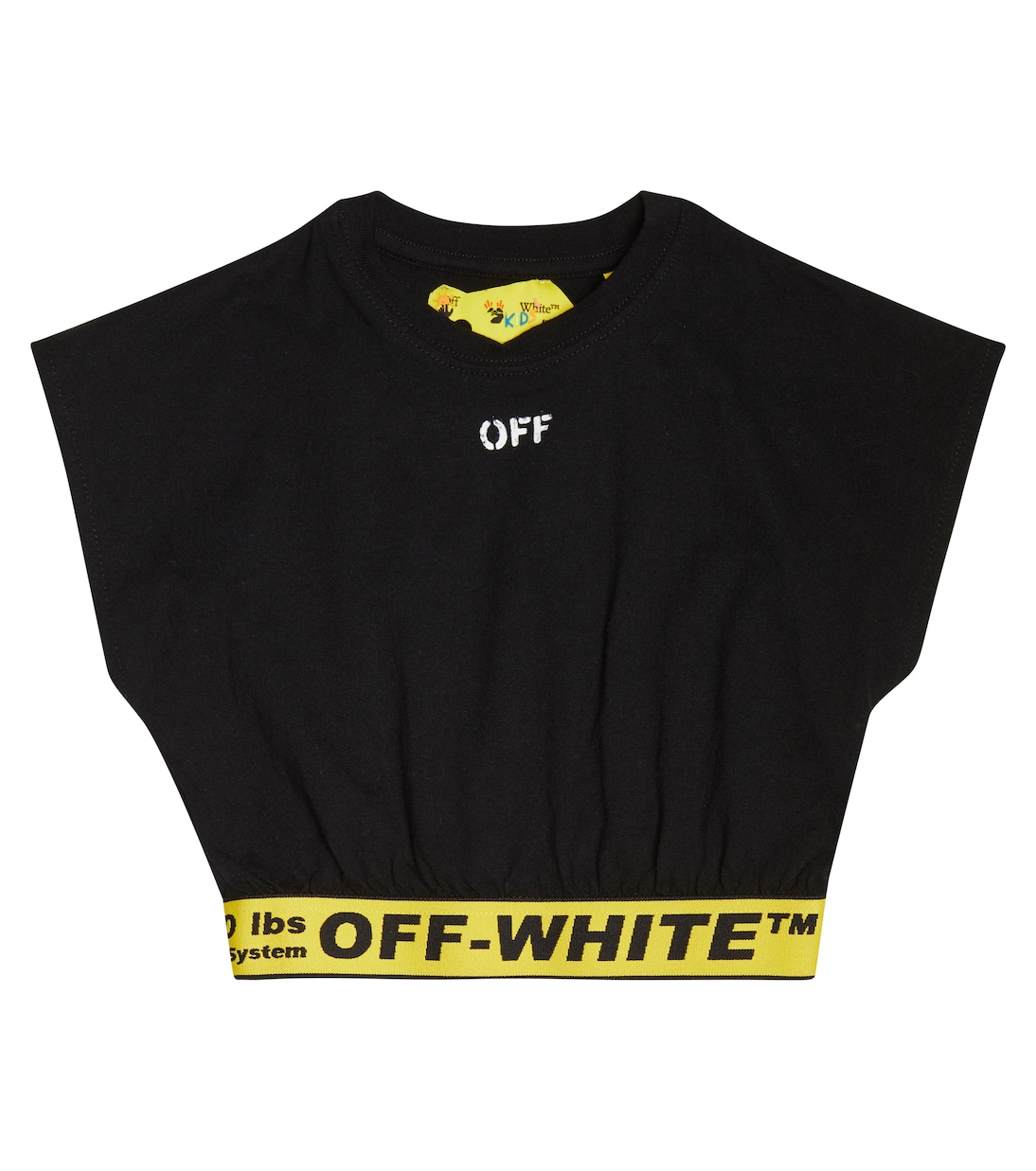 Укороченный хлопковый топ с логотипом Off-White Kids, Black Yellow
Укороченный хлопковый топ с логотипом Off-White Kids, Black Yellow