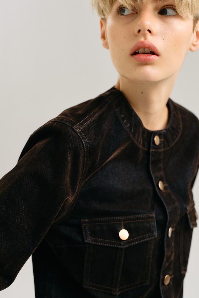 Флокированная джинсовая куртка H&M, черный
Флокированная джинсовая куртка H&M, черный