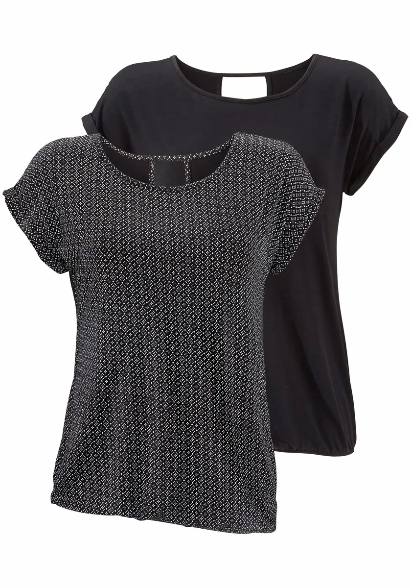 Футболка LASCANA с модным вырезом на шее, черный
Футболка LASCANA с модным вырезом на шее, черный