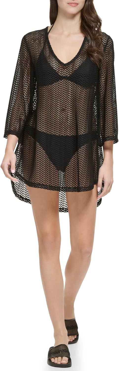 Женский сетчатый пуловер Calvin Klein с рукавами 3/4, платье-пляж, накидка, Black
Женский сетчатый пуловер Calvin Klein с рукавами 3/4, платье-пляж, накидка, Black