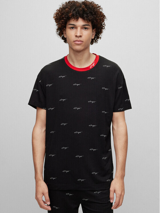 Пижамная футболка свободного кроя Hugo, черный 
Пижамная футболка свободного кроя Hugo, черный