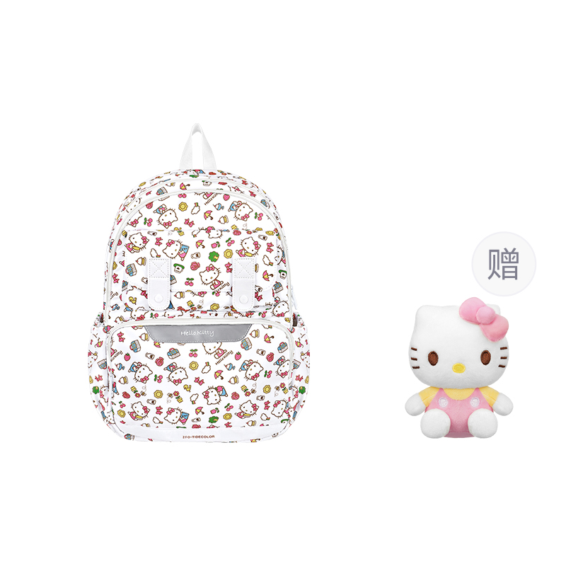 Sanrio Большой женский рюкзак из полиэстера белого цвета, Hello Kitty-White Color Print+Pink Hello Kitty Doll 
Sanrio Большой женский рюкзак из полиэстера белого цвета, Hello Kitty-White Color Print+Pink Hello Kitty Doll