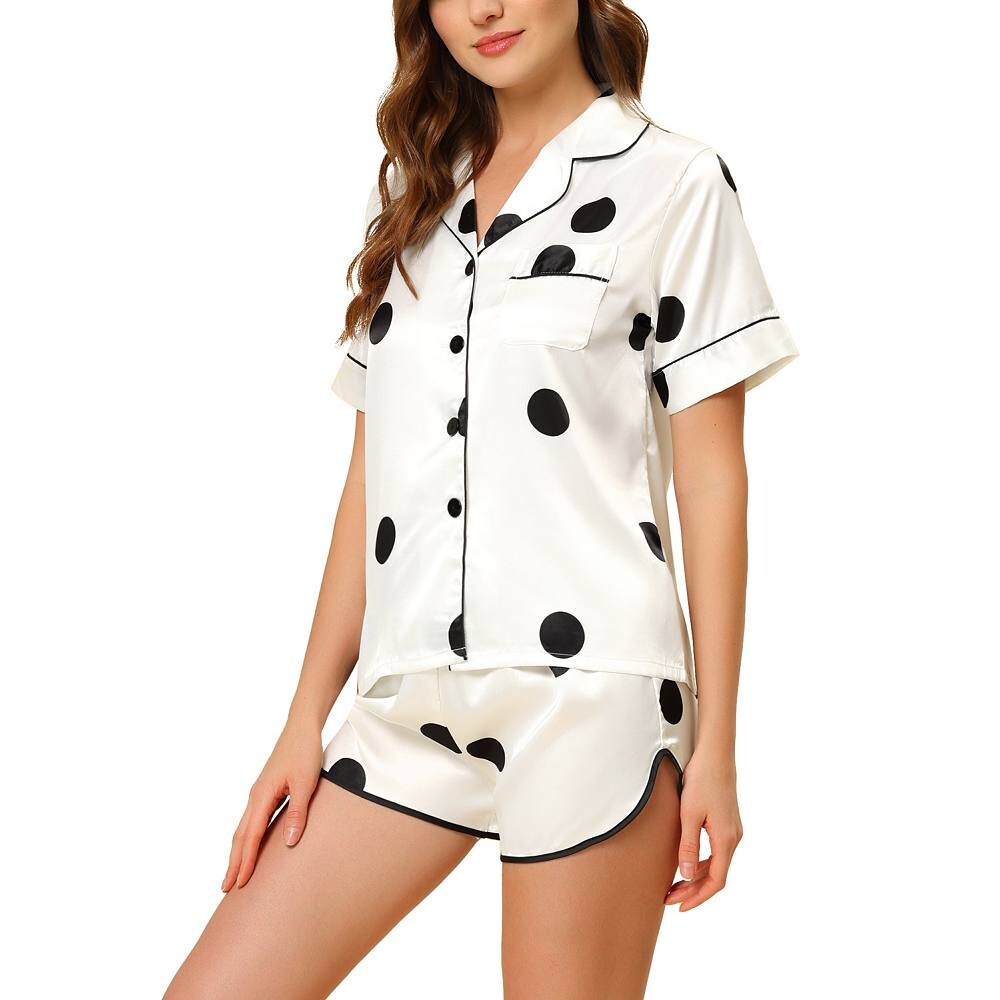 Женские атласные пижамные комплекты из 2 предметов для дома, футболки и шорт в горошек Cheibear, цвет Black Dots
Женские атласные пижамные комплекты из 2 предметов для дома, футболки и шорт в горошек Cheibear, цвет Black Dots