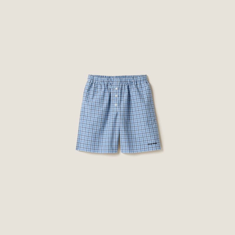 Клетчатые поплиновые боксеры Miu Miu, синий
Клетчатые поплиновые боксеры Miu Miu, синий