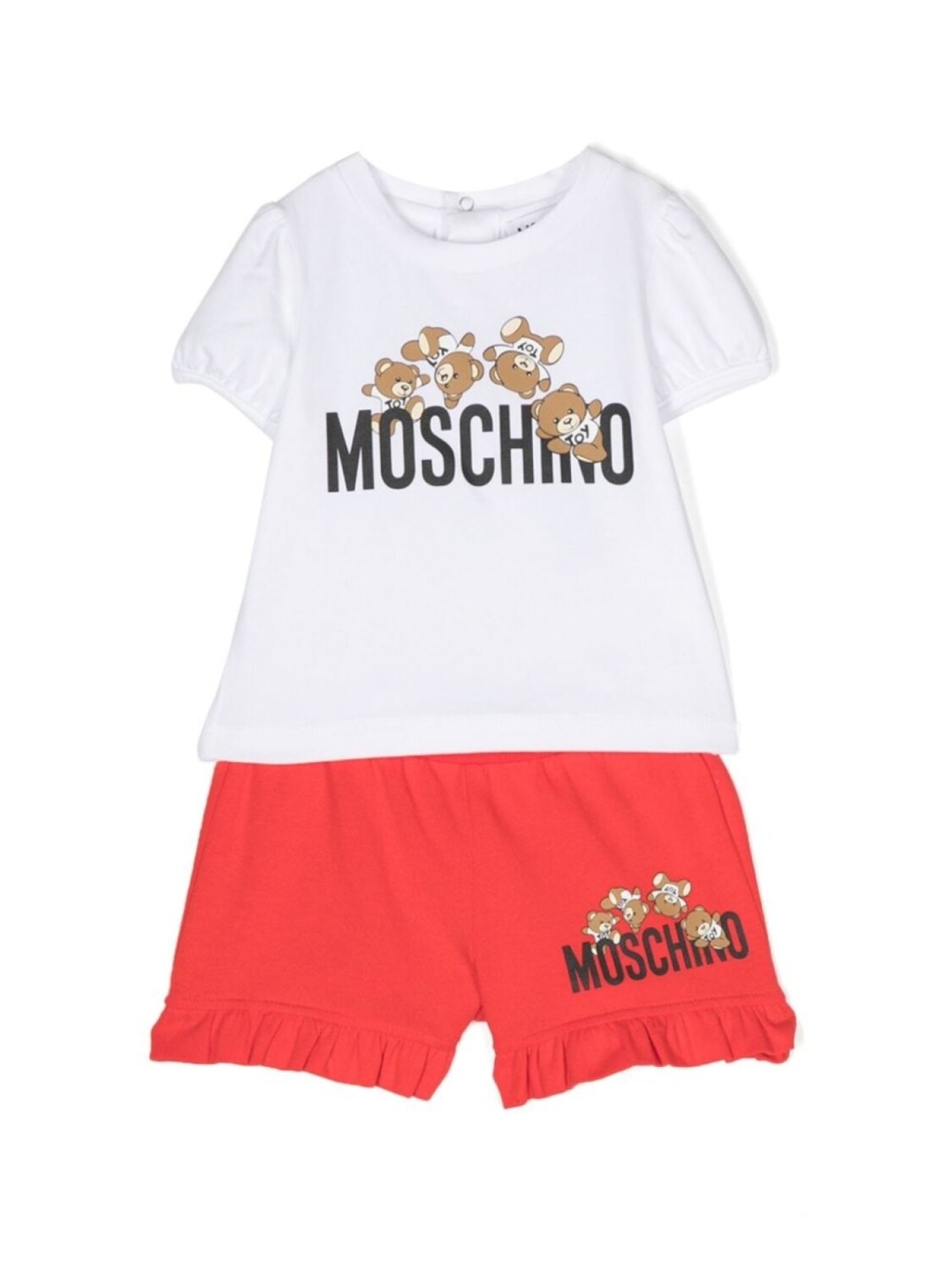 Moschino Kids комплект из топа и шортов с принтом Teddy Bear, красный
Moschino Kids комплект из топа и шортов с принтом Teddy Bear, красный