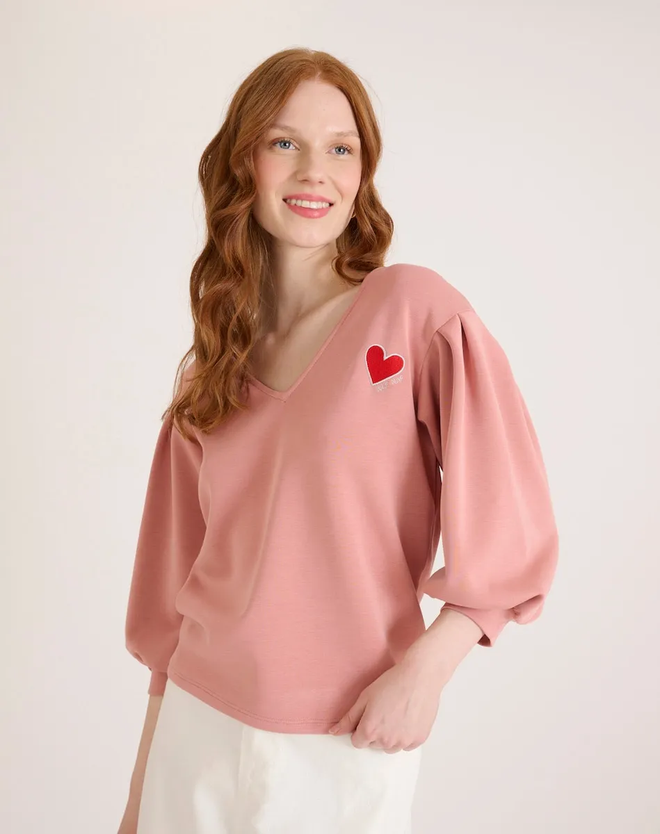 Женская футболка с V-образным вырезом и рукавами-фонариками Naf Naf, розовый
Женская футболка с V-образным вырезом и рукавами-фонариками Naf Naf, розовый