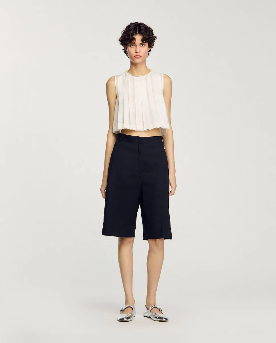 Женские шорты-бермуды из льняной смеси со шлевками на талии Sandro, черный
Женские шорты-бермуды из льняной смеси со шлевками на талии Sandro, черный