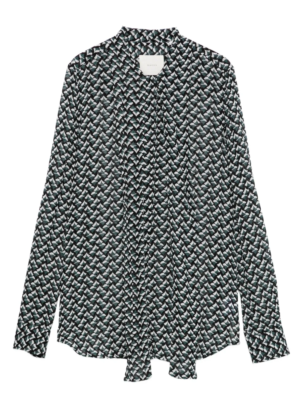 Блузка с геометрическим принтом и завязкой на шее Xacus, зеленый 
Блузка с геометрическим принтом и завязкой на шее Xacus, зеленый