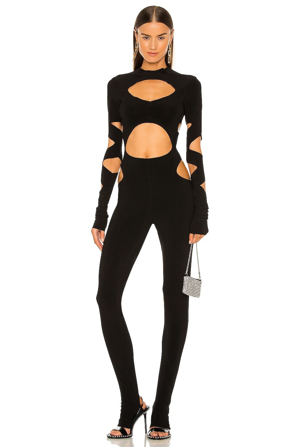 Комбинезон Norma Kamali Long Sleeve Aztec Catsuit, черный 
Комбинезон Norma Kamali Long Sleeve Aztec Catsuit, черный