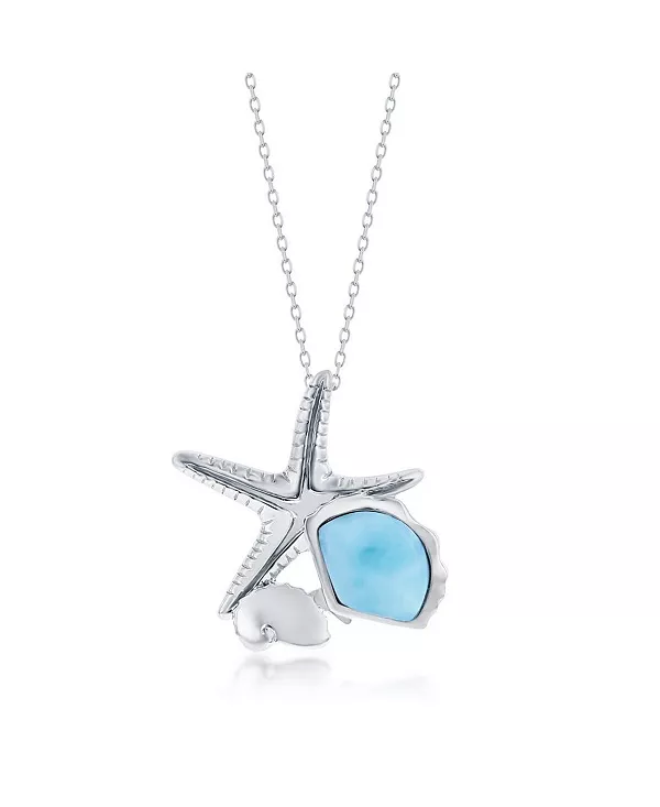 Ожерелье из стерлингового серебра с ракушками и морскими звездами из ларимара Caribbean Treasures, blue
Ожерелье из стерлингового серебра с ракушками и морскими звездами из ларимара Caribbean Treasures, blue