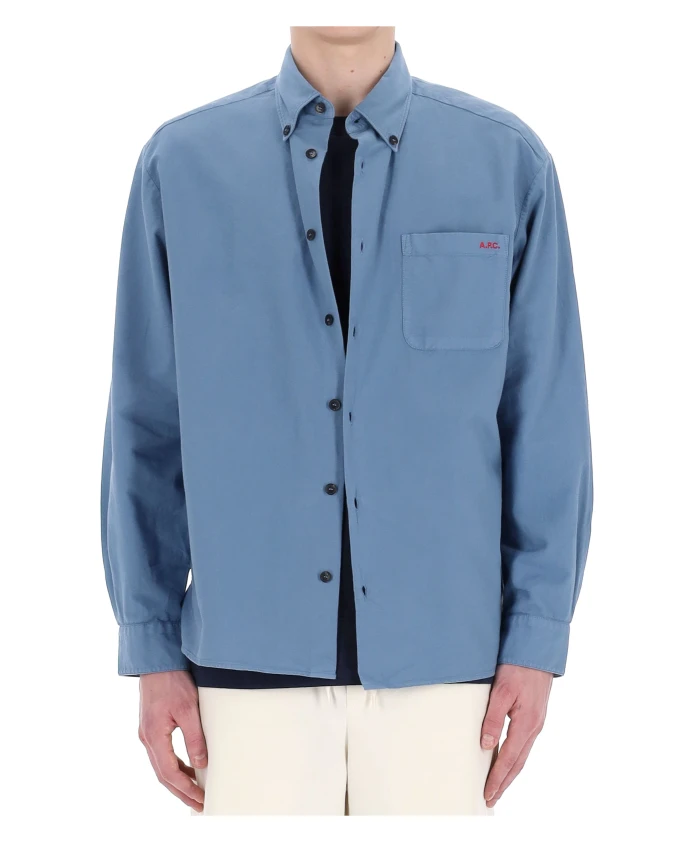 Прозрачная голубая хлопковая рубашка Оксфорд A.P.C., синий
Прозрачная голубая хлопковая рубашка Оксфорд A.P.C., синий
