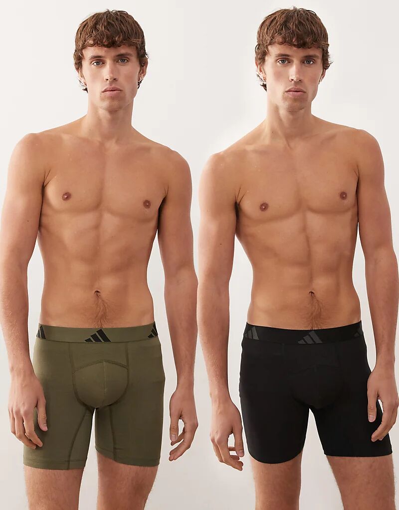 Комплект из 2 хлопковых трусов-боксеров Adidas Active Flex черного и хаки цвета
Комплект из 2 хлопковых трусов-боксеров Adidas Active Flex черного и хаки цвета