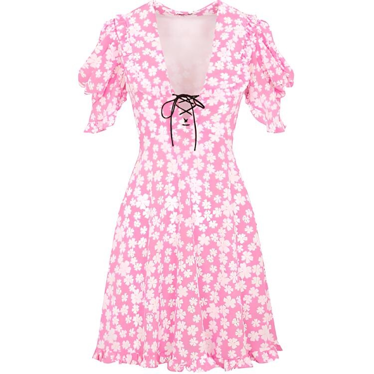 Платье Miu Miu с короткими рукавами, розовый 
Платье Miu Miu с короткими рукавами, розовый