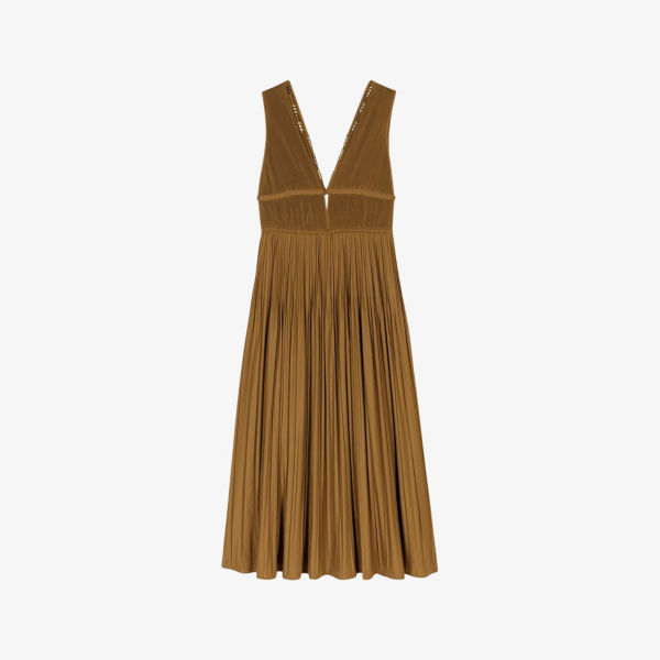 Платье макси Maje из смесового хлопка с декоративными камнями плиссированное, коричневый
Платье макси Maje из смесового хлопка с декоративными камнями плиссированное, коричневый