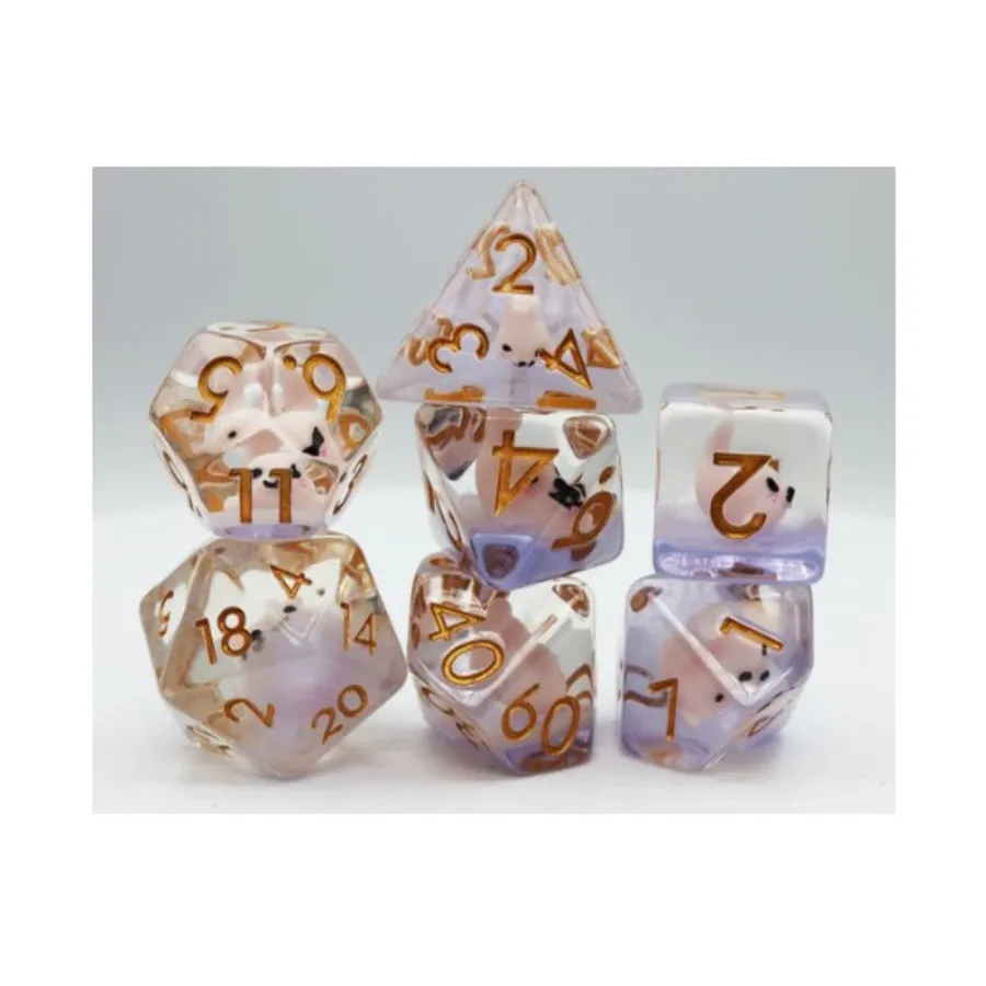 Набор Poly — розовая печать с золотом (7), Dice Sets - Resin/Acrylic - Red, Orange, Yellow, & Pink (Foam Brain Games)
Набор Poly — розовая печать с золотом (7), Dice Sets - Resin/Acrylic - Red, Orange, Yellow, & Pink (Foam Brain Games)