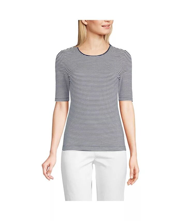 Женская легкая футболка из джерси с короткими рукавами до локтя и круглым вырезом Lands' End, синий
Женская легкая футболка из джерси с короткими рукавами до локтя и круглым вырезом Lands' End, синий