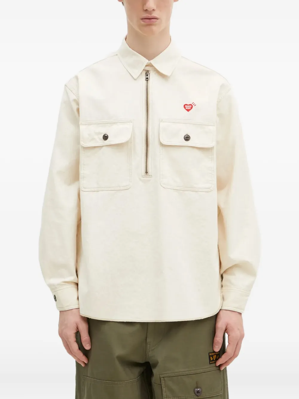 Рубашка на молнии с логотипом Human Made, нейтральный
Рубашка на молнии с логотипом Human Made, нейтральный