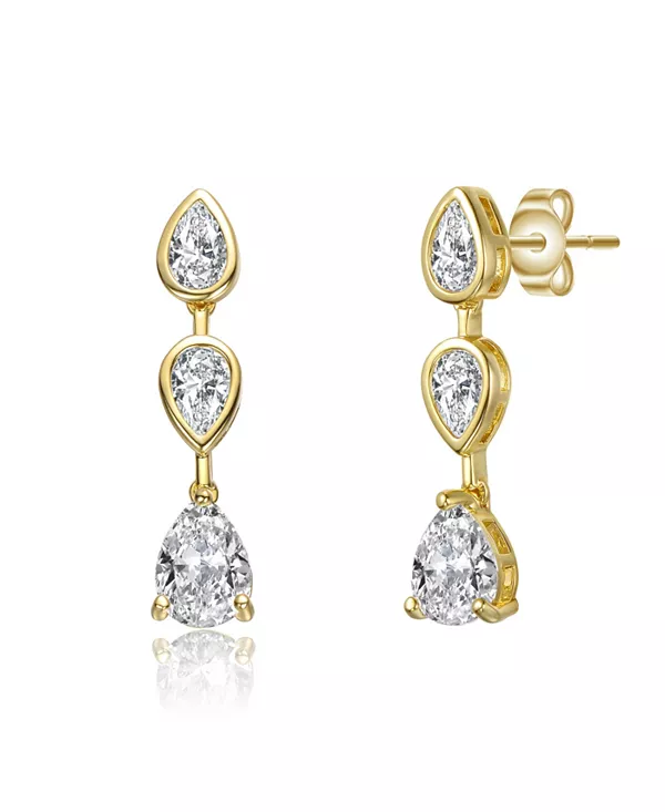 Серьги-Капельки из стерлингового серебра 14 карат с тремя камнями кубического циркония в форме груши Genevive, gold
Серьги-Капельки из стерлингового серебра 14 карат с тремя камнями кубического циркония в форме груши Genevive, gold