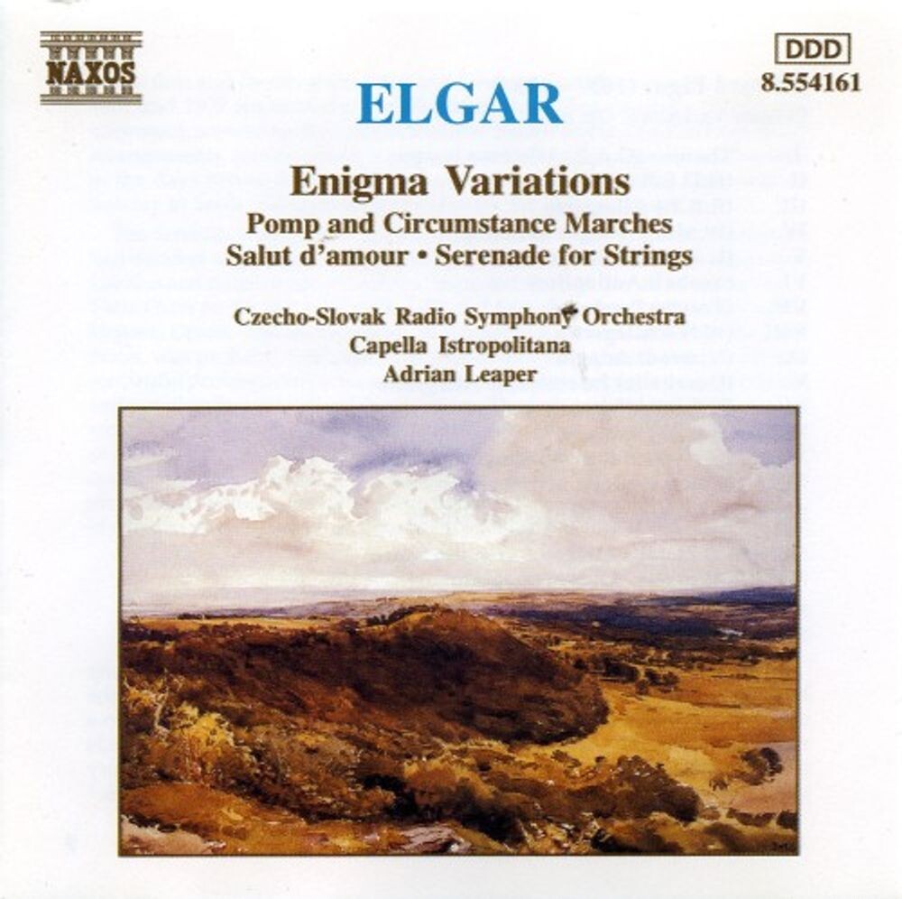 Диск CD Elgar: Enigma Variations - Edward Elgar, Czech Radio Symphony Orchestra, Capella Istropolitana, Adrian Leaper
Диск CD Elgar: Enigma Variations - Edward Elgar, Czech Radio Symphony Orchestra, Capella Istropolitana, Adrian Leaper