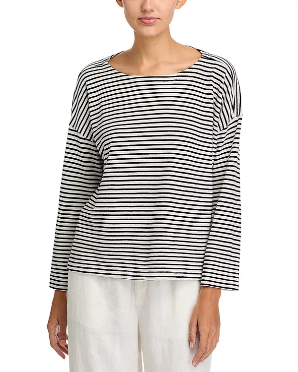 Топ в полоску с вырезом-лодочкой Eileen Fisher, белый
Топ в полоску с вырезом-лодочкой Eileen Fisher, белый