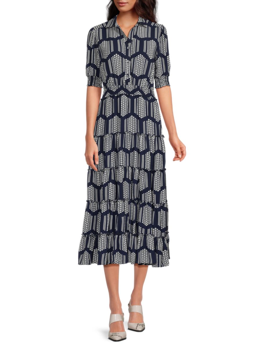 Платье миди с принтом соты облегающего кроя и расклешенной юбкой Tahari, темно-синий
Платье миди с принтом соты облегающего кроя и расклешенной юбкой Tahari, темно-синий
