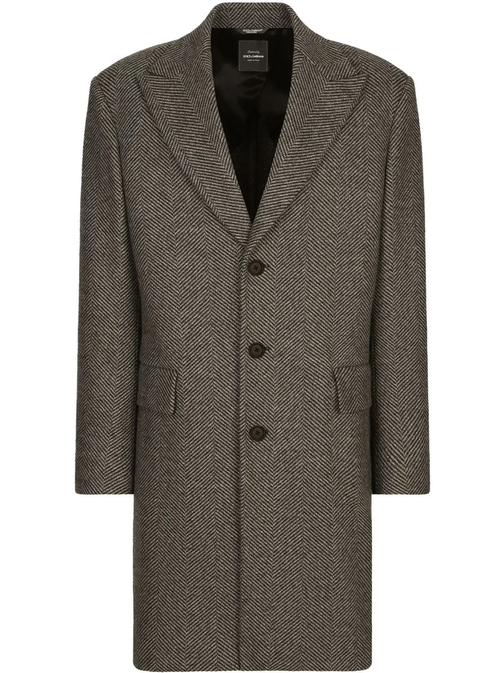 Однобортное пальто с узором в елочку DOLCE & GABBANA, черный
Однобортное пальто с узором в елочку DOLCE & GABBANA, черный