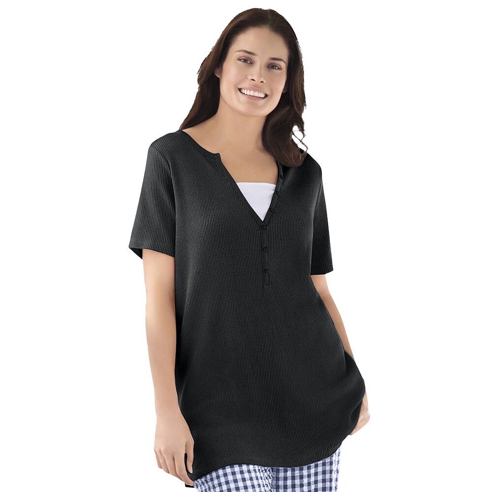 Женщина в женской теплой футболке Henley больших размеров с разрезом Woman Within, черный
Женщина в женской теплой футболке Henley больших размеров с разрезом Woman Within, черный