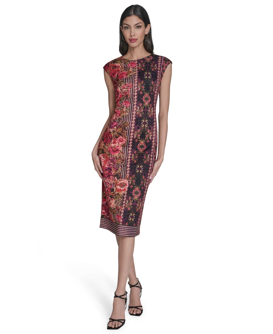 Платье-футляр миди облегающего силуэта с круглым вырезом и принтом, подчеркивающим фигуру невысокого роста Vince Camuto, Pco
Платье-футляр миди облегающего силуэта с круглым вырезом и принтом, подчеркивающим фигуру невысокого роста Vince Camuto, Pco