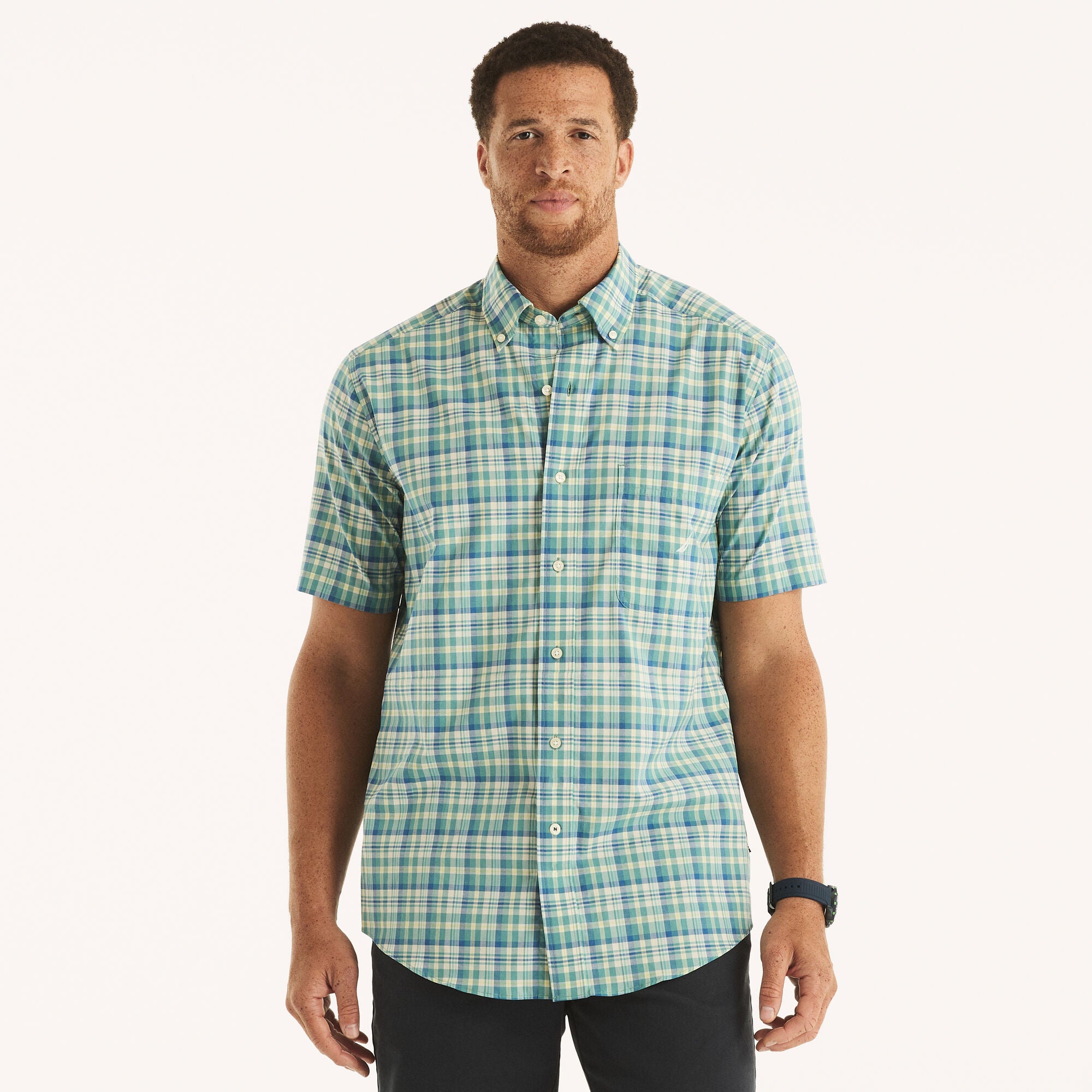 Мужская рубашка Nautica Big & Tall из экологически чистой ткани с коротким рукавом в клетку, цвет blue breton
Мужская рубашка Nautica Big & Tall из экологически чистой ткани с коротким рукавом в клетку, цвет blue breton