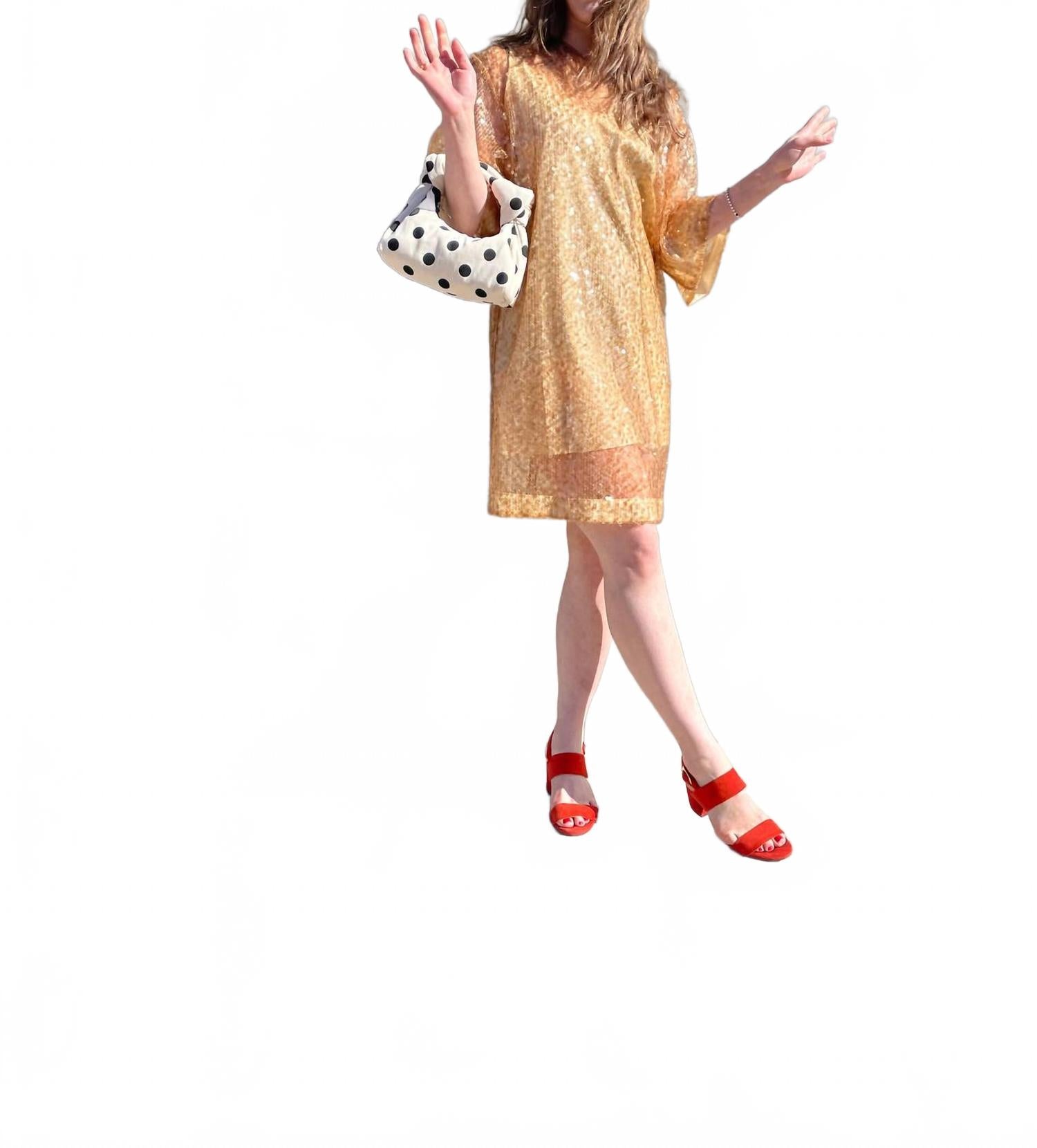 Золотое платье мини с пайетками Alysi
Золотое платье мини с пайетками Alysi