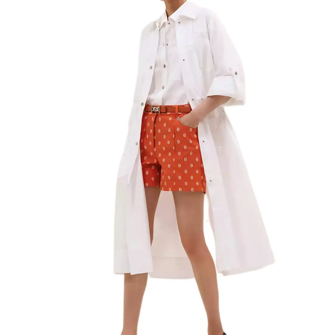 HERMES Женское платье с коротким рукавом White
HERMES Женское платье с коротким рукавом White