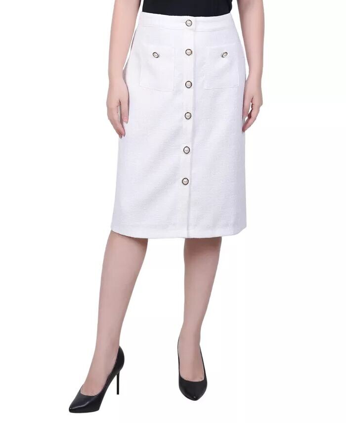 Миниатюрная узкая твидовая юбка-карандаш двойной вязки с карманами NY Collection, слоновая кость
Миниатюрная узкая твидовая юбка-карандаш двойной вязки с карманами NY Collection, слоновая кость