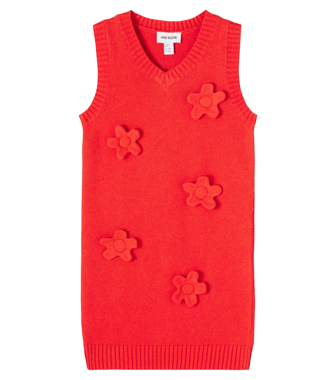 Платье из хлопка и шерсти с цветочной аппликацией Mini Rodini, красный
Платье из хлопка и шерсти с цветочной аппликацией Mini Rodini, красный