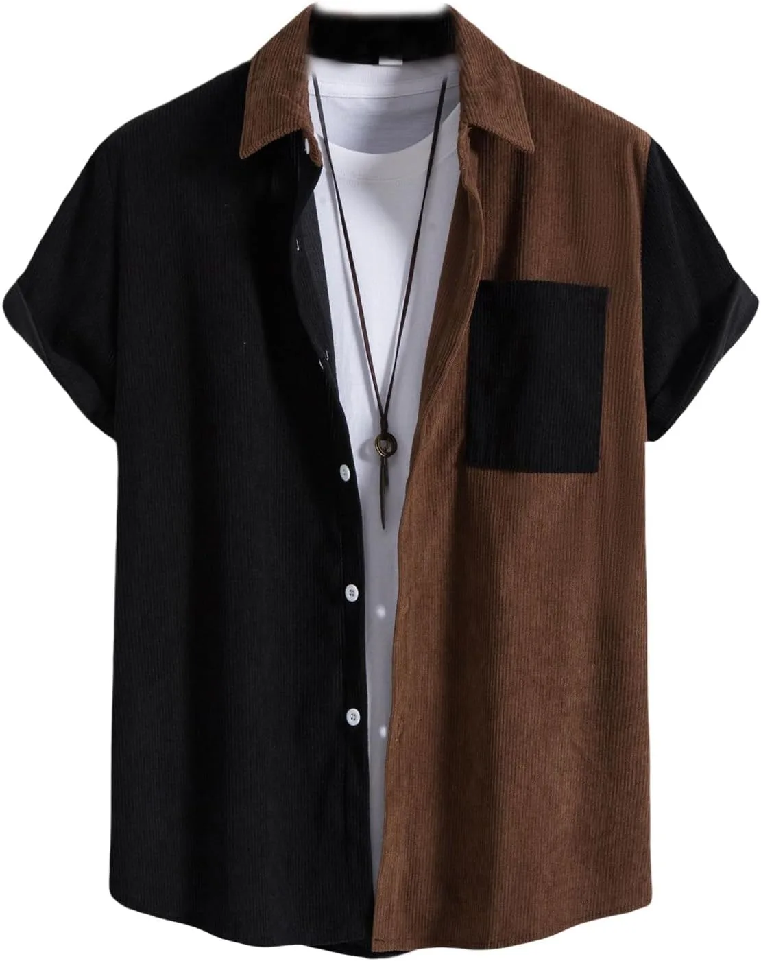 Рубашка для мужчин Corduroy с коротким рукавом и контрастным цветом Smoneyful
Рубашка для мужчин Corduroy с коротким рукавом и контрастным цветом Smoneyful