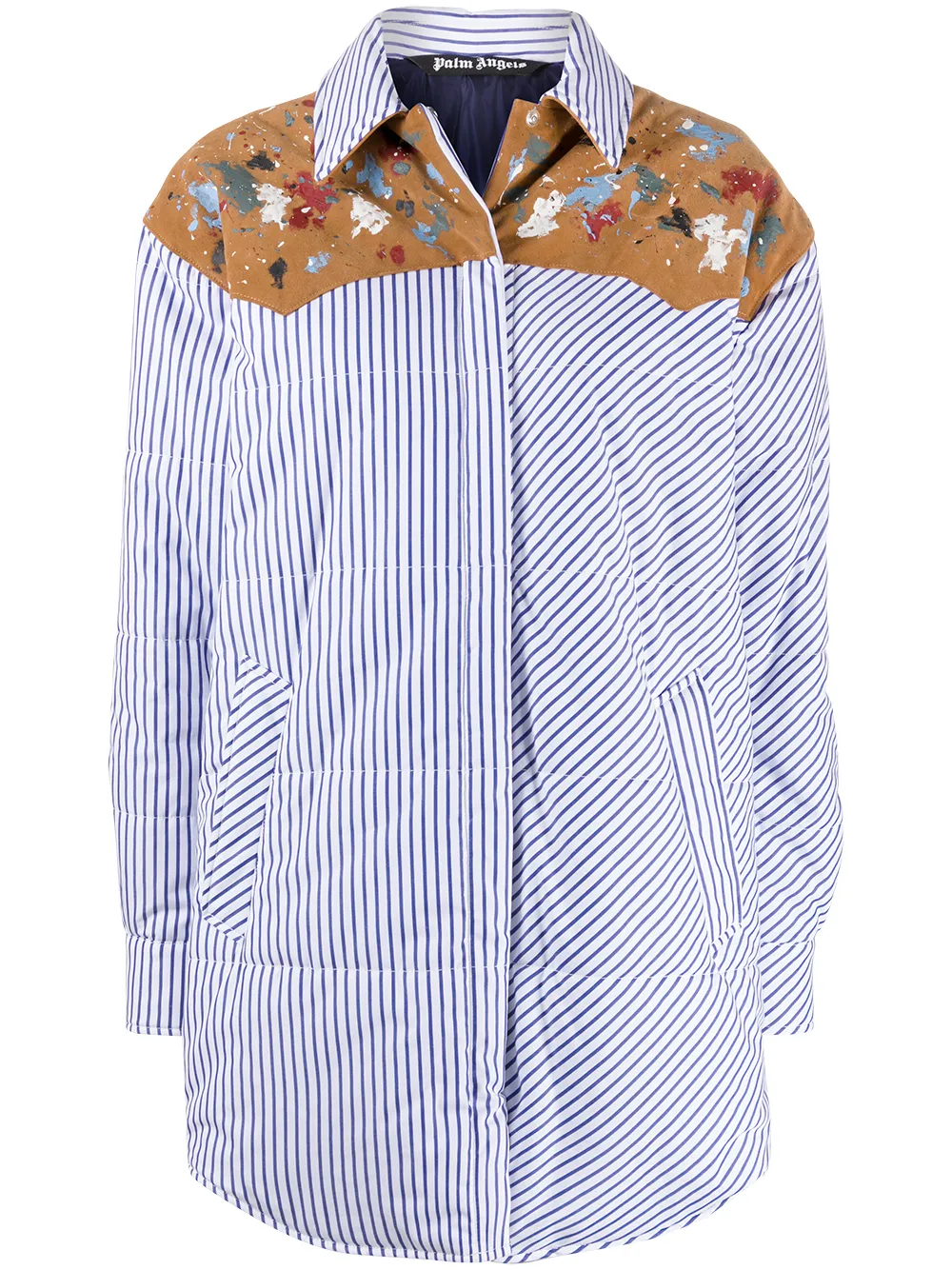 Дутая куртка-рубашка в полоску PALM ANGELS, синий
Дутая куртка-рубашка в полоску PALM ANGELS, синий