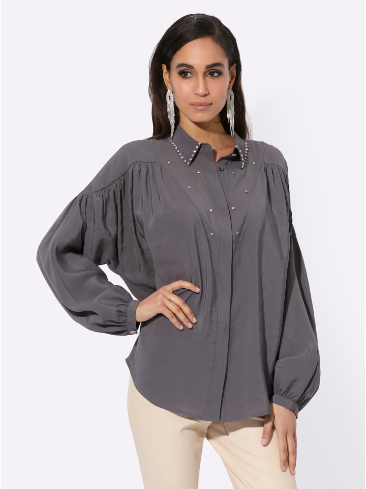Блузка-рубашка антрацитового цвета creation L
Блузка-рубашка антрацитового цвета creation L