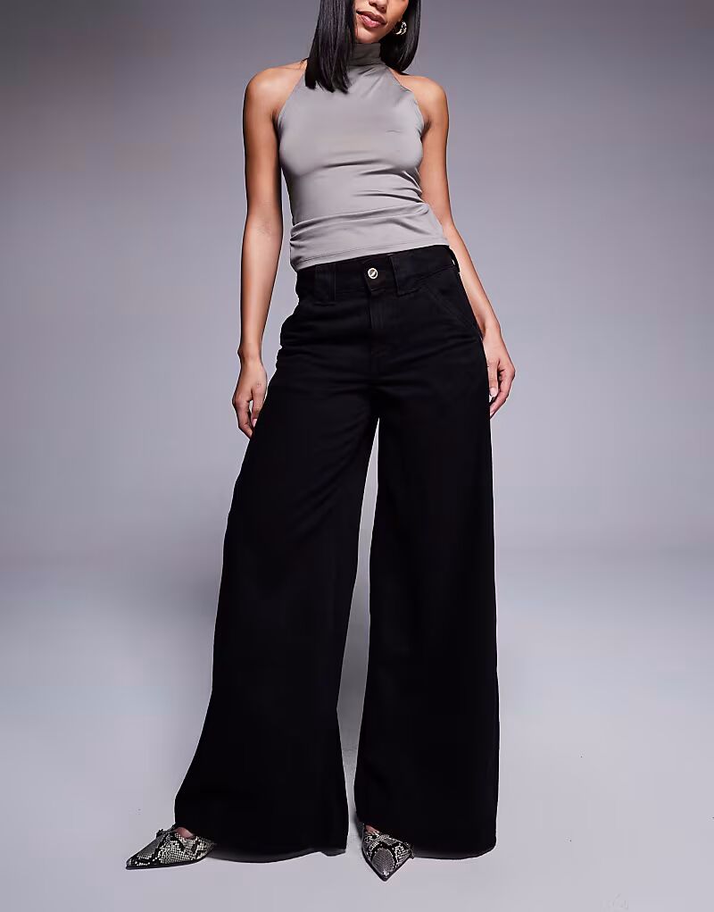 Джинсы-палаццо River Island черного цвета 
Джинсы-палаццо River Island черного цвета