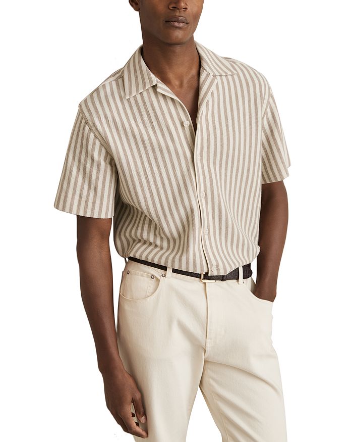 Текстурированная рубашка в полоску Camp Shirt REISS, коричневый/бежевый
Текстурированная рубашка в полоску Camp Shirt REISS, коричневый/бежевый