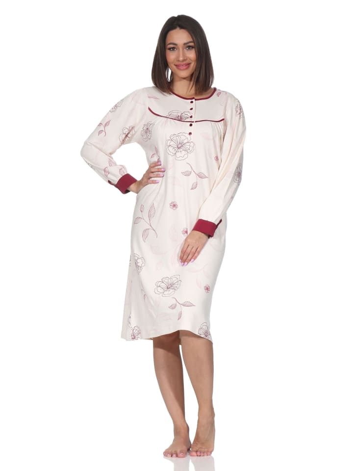 Уютная ночная рубашка из интерлока с длинными рукавами кремового цвета NORMANN
Уютная ночная рубашка из интерлока с длинными рукавами кремового цвета NORMANN