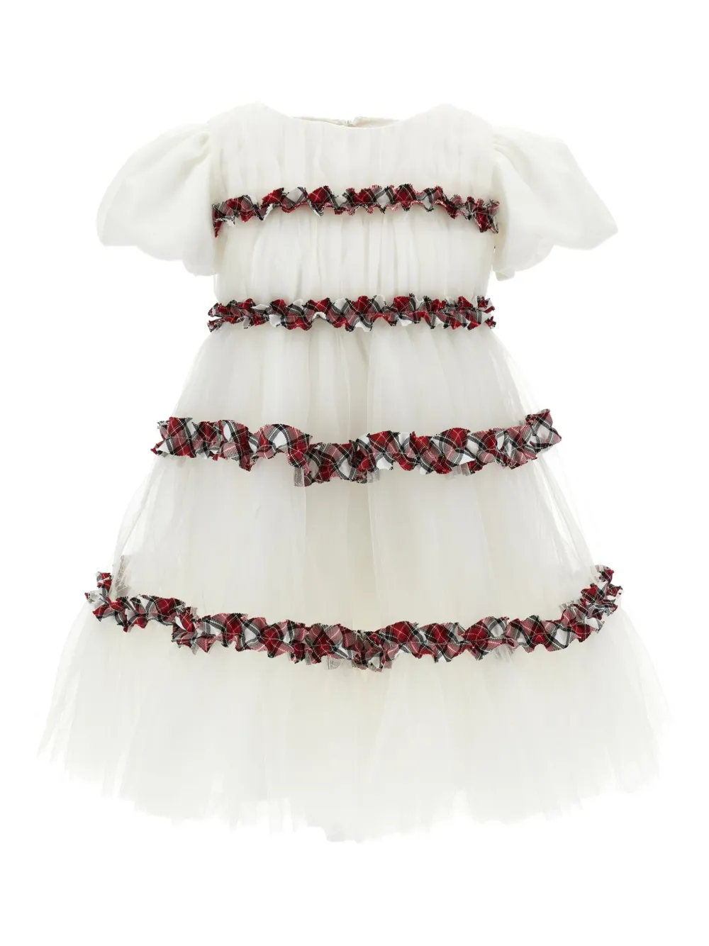 Платье для вечеринки с клетчатой отделкой и оборками Monnalisa, белый
Платье для вечеринки с клетчатой отделкой и оборками Monnalisa, белый