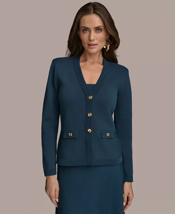 Женский кардиган с V-образным вырезом Donna Karan New York, синий
Женский кардиган с V-образным вырезом Donna Karan New York, синий